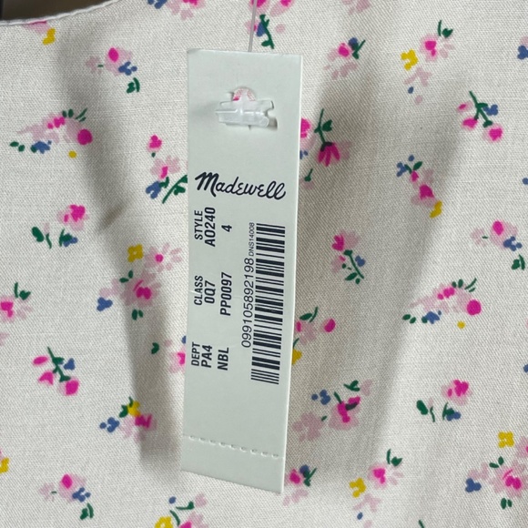 NEW Madewell Dress Womens 4 yellow pink floral fit flare preppy casual cottage - Picture 5 of 10